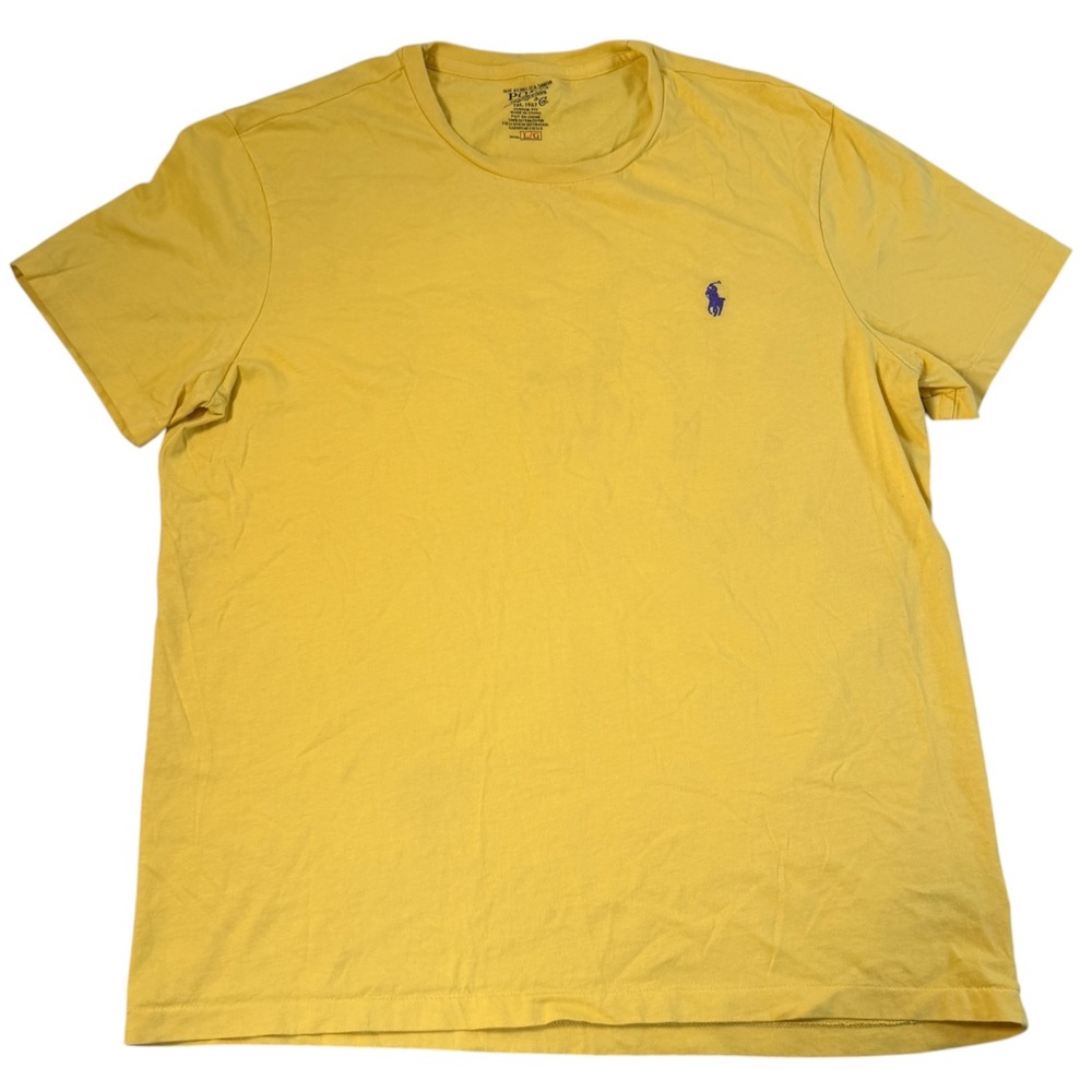 Polo Ralph Lauren Mens Custom Fit Yellow Short Sleeve Crew Neck T-Shirt Size L